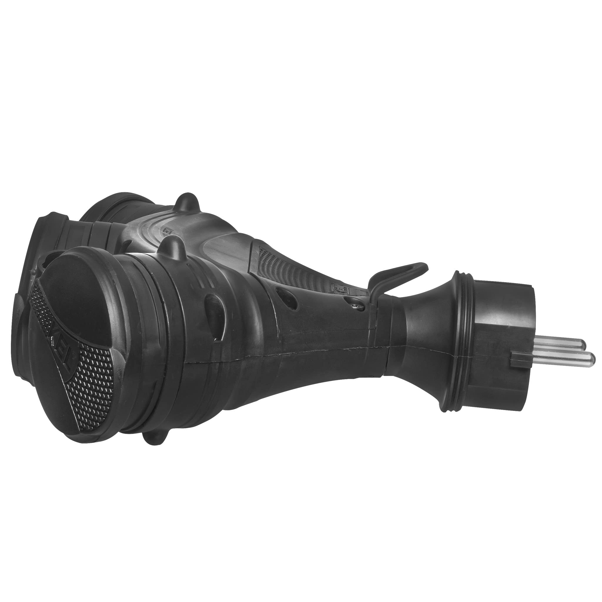 Distribuidor móvil Schuko enchufe triple de 3 enchufes y tapa hermética, 16 A/250 V, 3 pines, IP44, desmontable, para exteriores