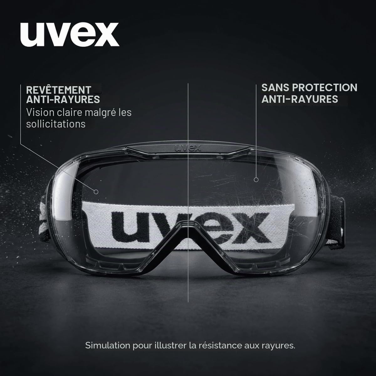Surlunettes Uvex Megasonic pour porteurs de Lunettes - sans buée et résistantes aux Rayures