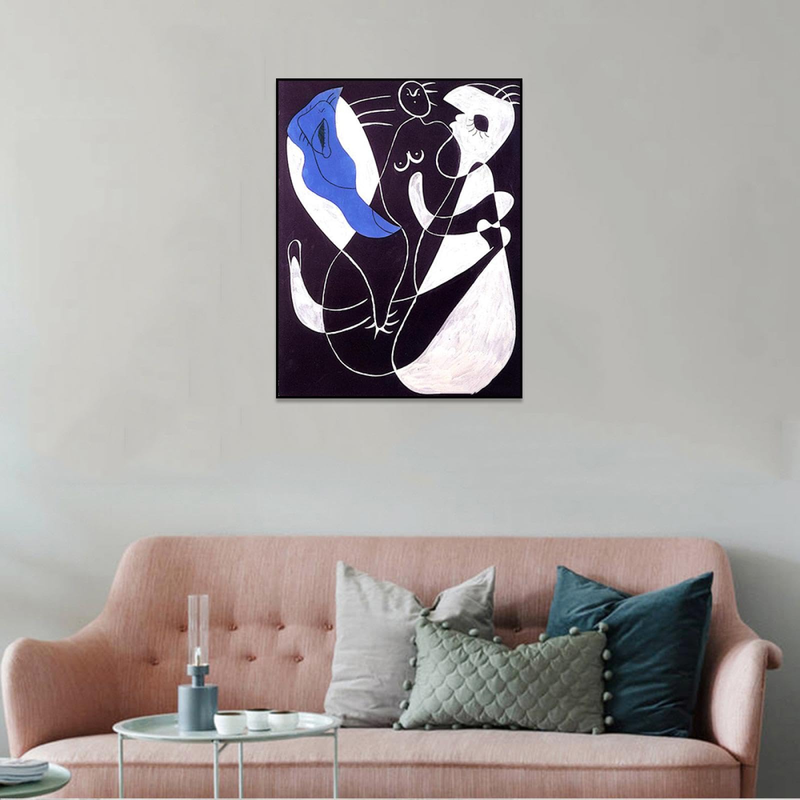 Phyrek123 Joan Miro oprawione wydruki, kompozycja, obraz na płótnie, Joan Miro, plakat, słynna sztuka abstrakcyjna, reprodukcje nowoczesnej sztuki ściennej do salonu, 20 x 26 cm, czarna oprawa