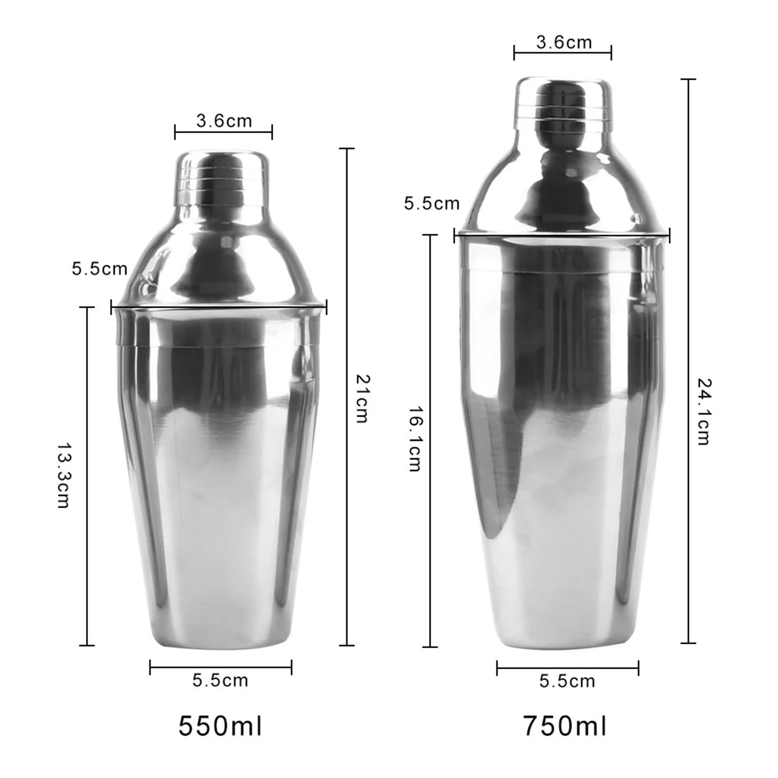 Mezclador de Vino cóctel Boston Martini Profesional, coctelera Acero Inoxidable, Herramientas Bar for Fiesta, artículos, 250/350/550/750ml, 2 uds para Camareros