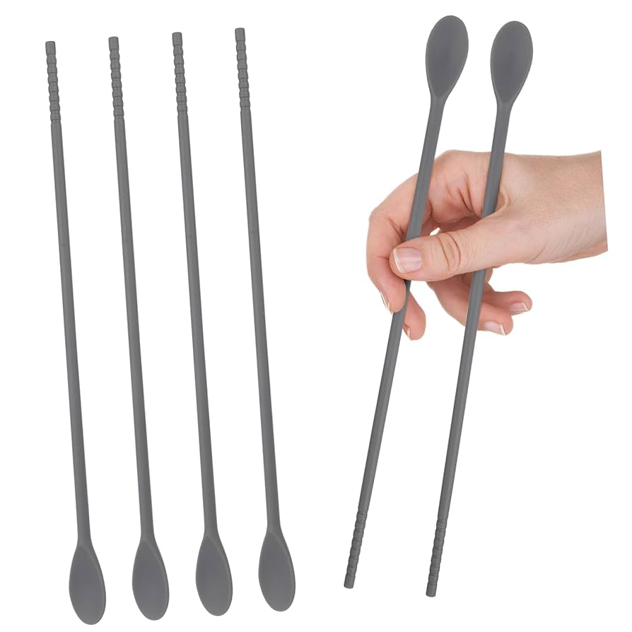 Amazon | MARMERDO スプーン 2組 シリコン一体型箸 かき混ぜ