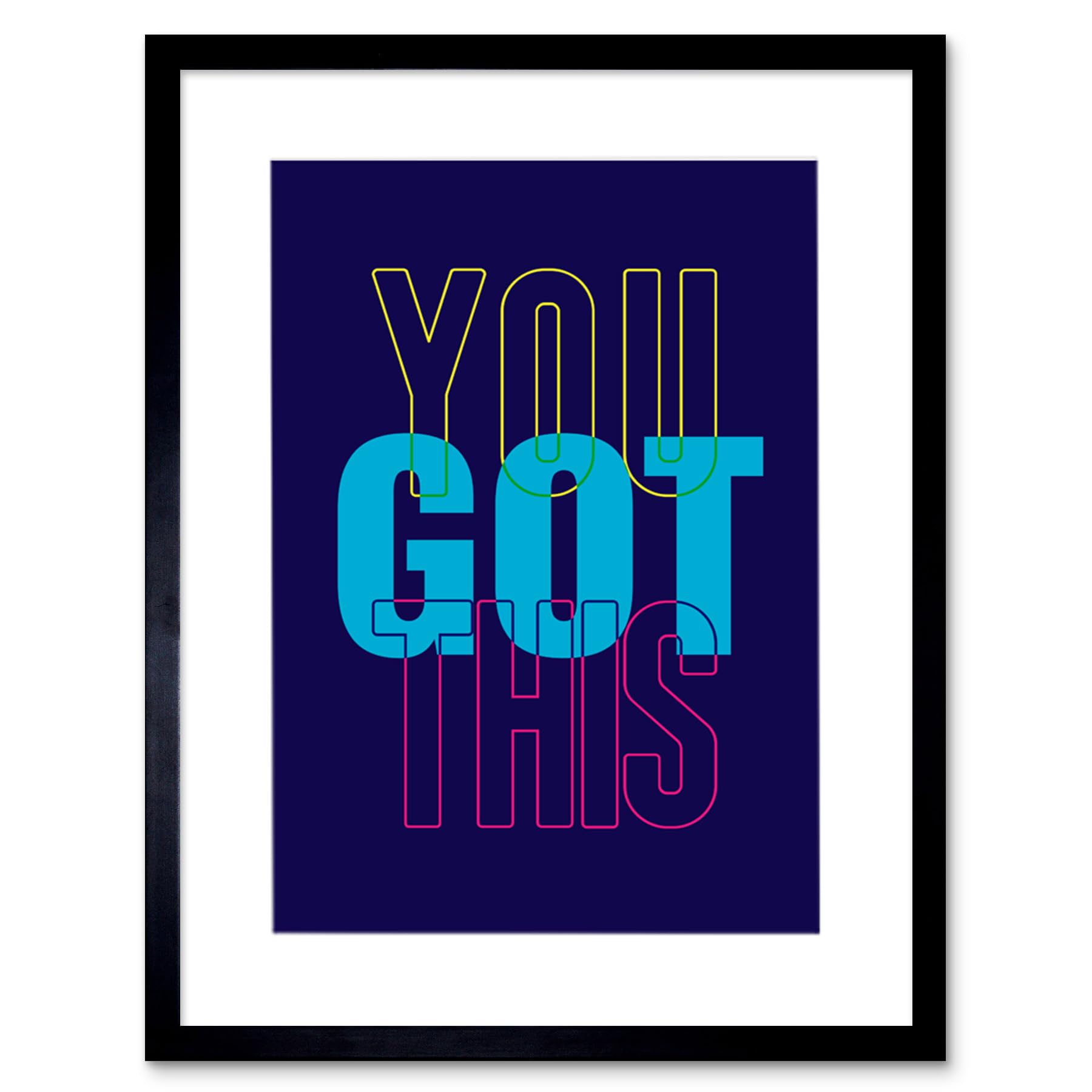 Wee Blue Coo Positivity You Got This Typography Framed Wall Art Print