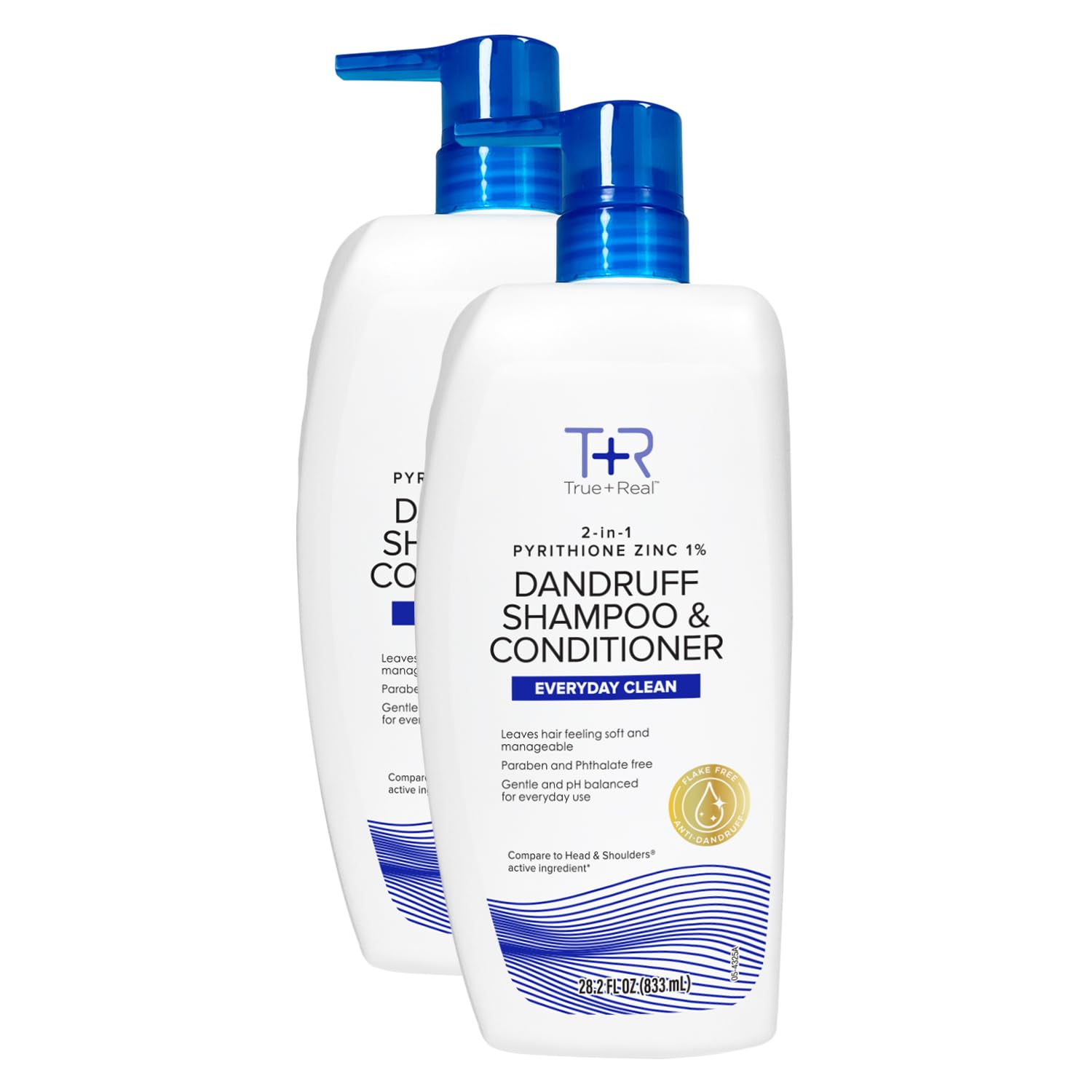 True+Real Mens 2 in 1 Anti Dandruff Shampoo + Conditioner Scalp Care 28.2 oz, 2 pack
