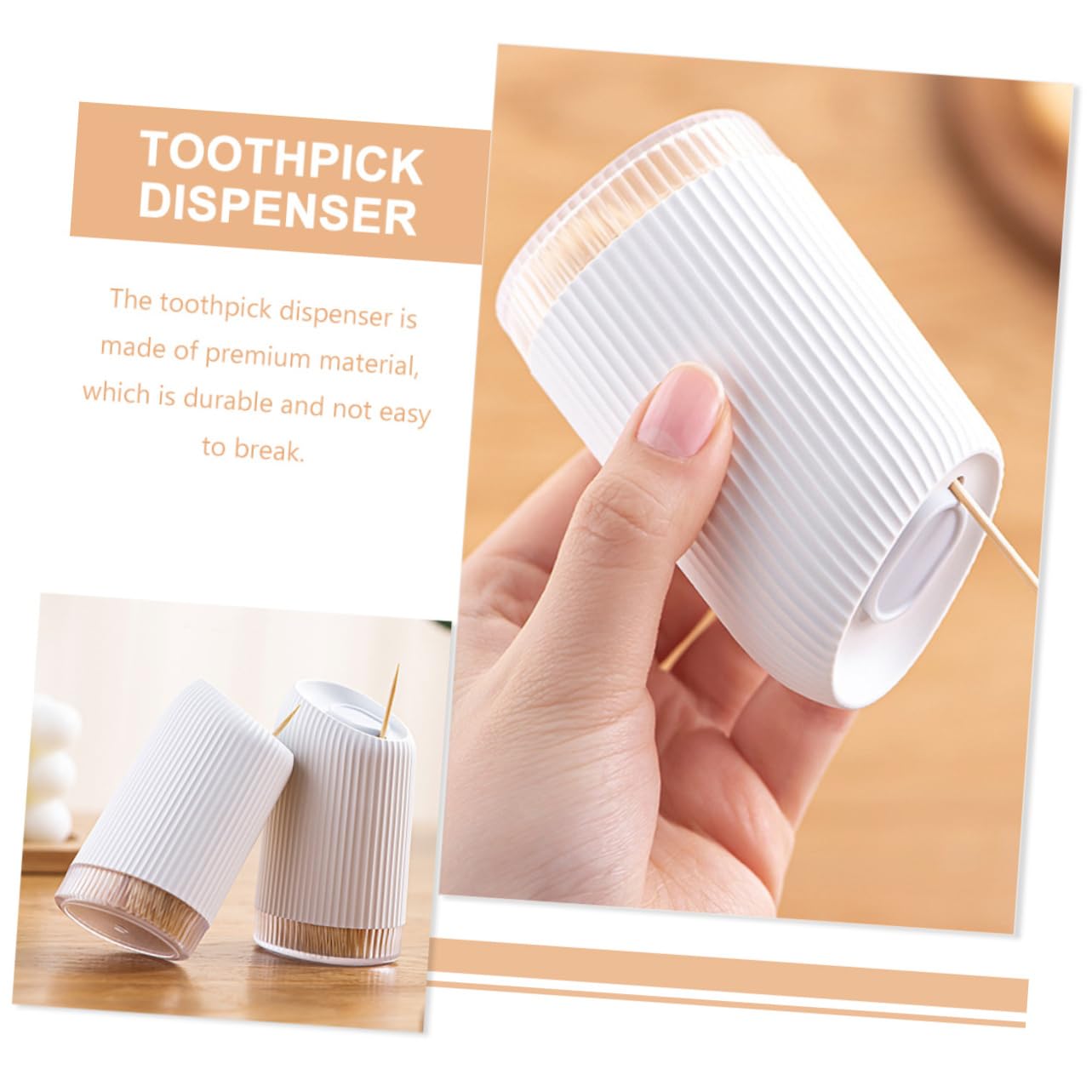 STOBAZA 3 Sets Toothpick Holder Toothpick Dispenser with Toothpicks for Outdoor Toothpick Container Toothpick Storage Container Toothpick Dispenser with Toothpicks for Indoor White Pp