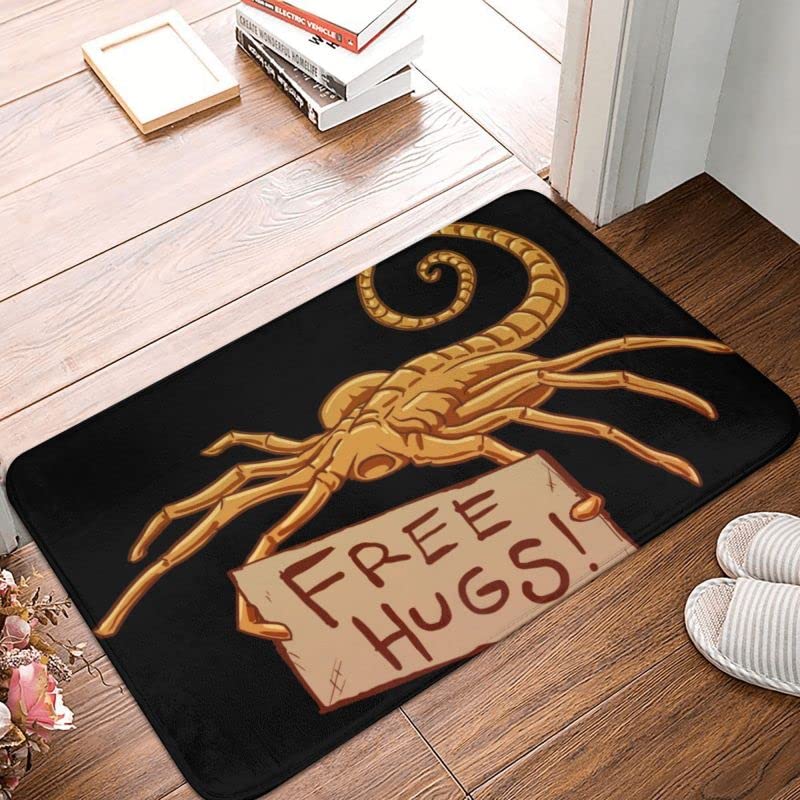 24"X 36" Extra Durable Door Mat -Free Hugs Front Door Mat Anti-Slip Outdoor Quick Dry Facehugger Alien Xenomorph Doormat Garden Garage Entrance Rug