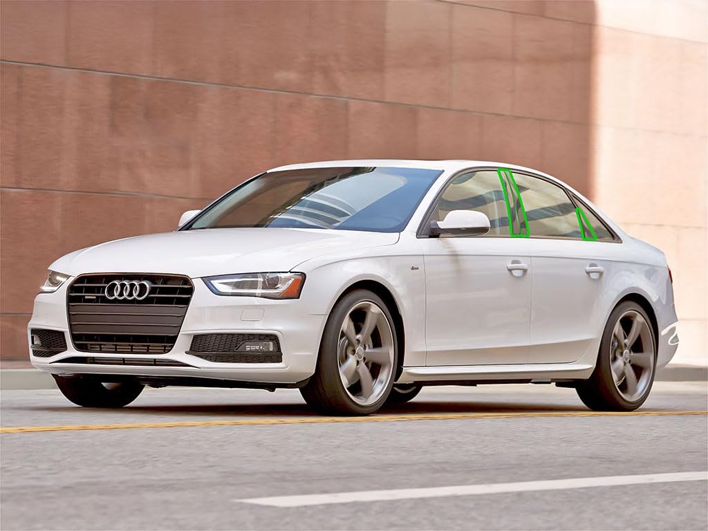 Rvinyl Pillar Post Window Trim Compatible with Audi A4 2009-2016 (Sedan) - Gloss (Black)