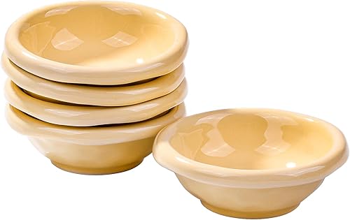 Juego de 5 platos de cerámica para salsa de soja, platos pequeños para postre, cuencos de cerámica amarillos para guarniciones, arroz, helado, disponible en Yaxa Guatemala