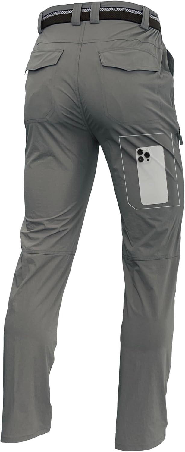 LINLANG EN Men's Lightweight Hiking Cargo Pants Waterproof Quick Dry Travel Fishing Climbing Work Outdoor Pants