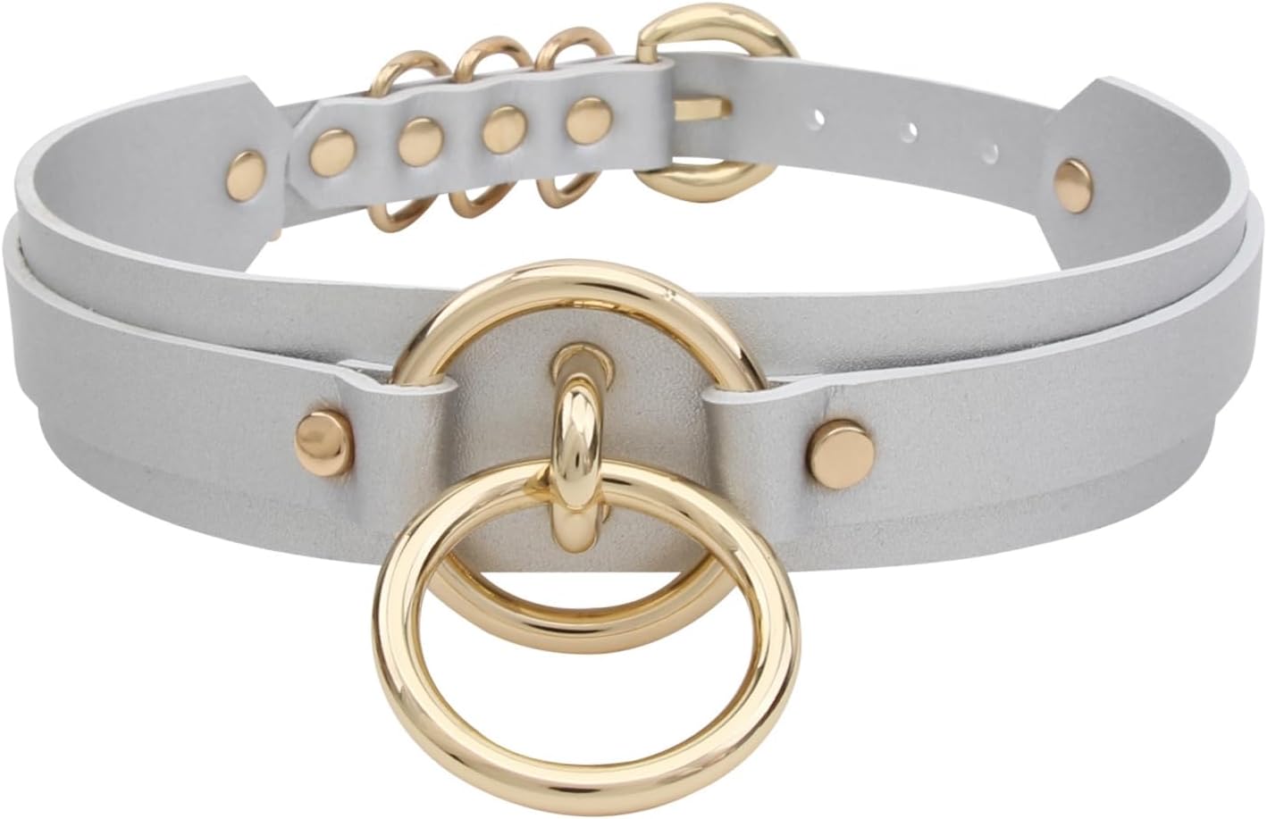 Plus Size O Ring Choker Faux Leather Collar Necklace