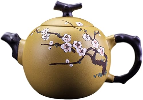 Yixing Zisha - Tetera de 8.8 onzas, flor de ciruelo, 8.8 fl oz, arena morada, arcilla china Yixing, huevo de dragón, zisha, maceta de flor de ciruelo