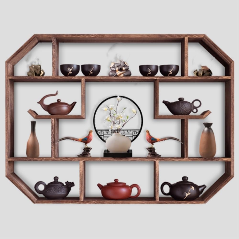 Wooden Shadow Cubby Box with Shelf, Hanging Display Shelf Organizer, Multi-Slot Decor Displays Case for Living Room, Office(Small)