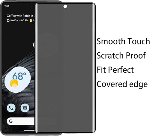 Miniatura 3 de Paquete de 2 protectores de pantalla de vidrio templado para Google Pixel 7 Pro, protector de pantalla anti-espía, película antiarañazos, dureza 9H