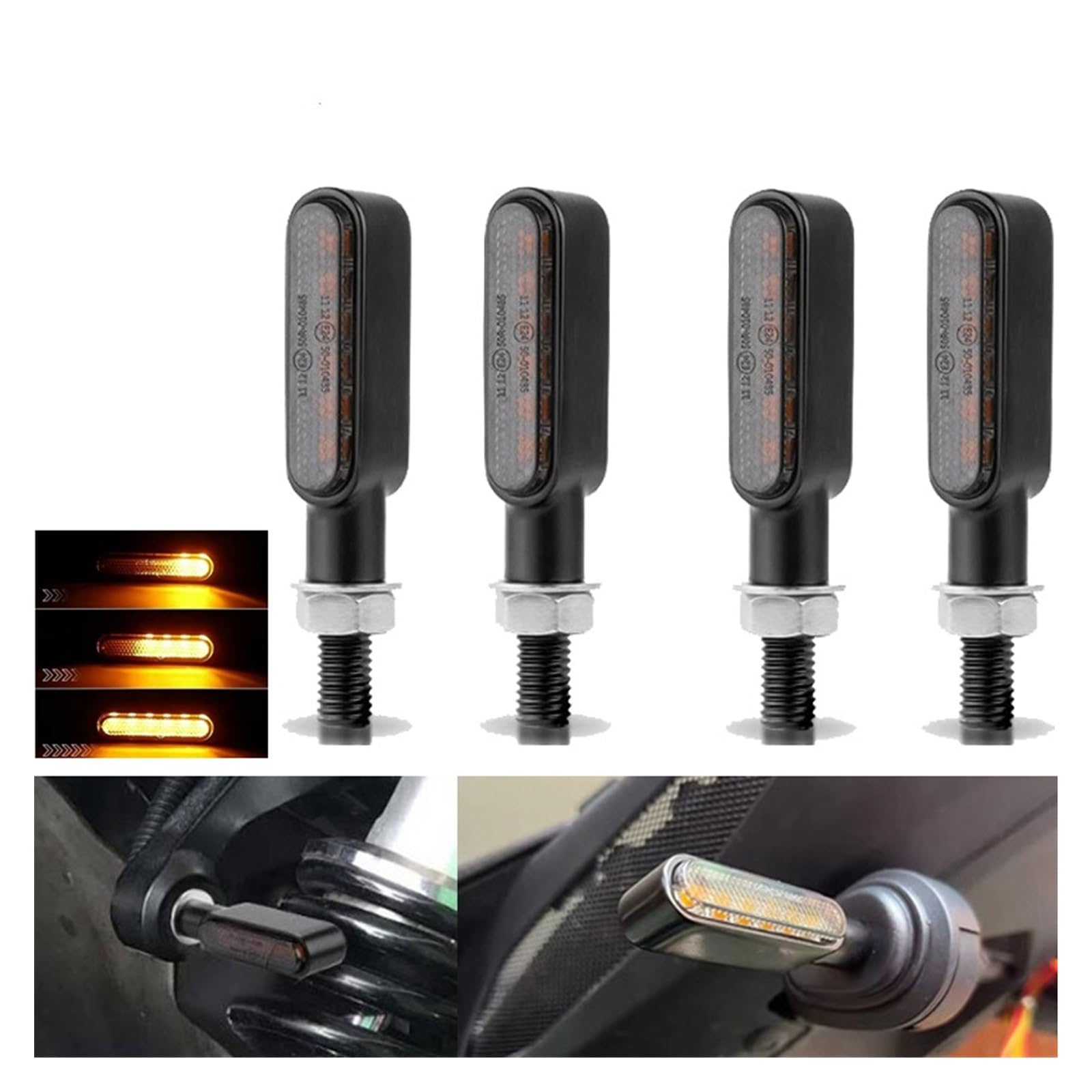 Luci Direzione Moto Accessori Moto Universali Metallo LED Mini Indicatore Di Direzione Ambra DRL Lampeggiante 2 Fili 12V Affumicato Per M8