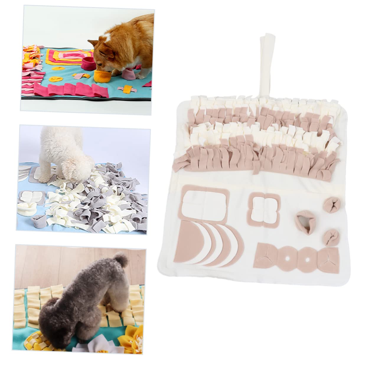COLLBATH Tapis de Fouille Olfactif pour Chien en Peluche Beige, Activité