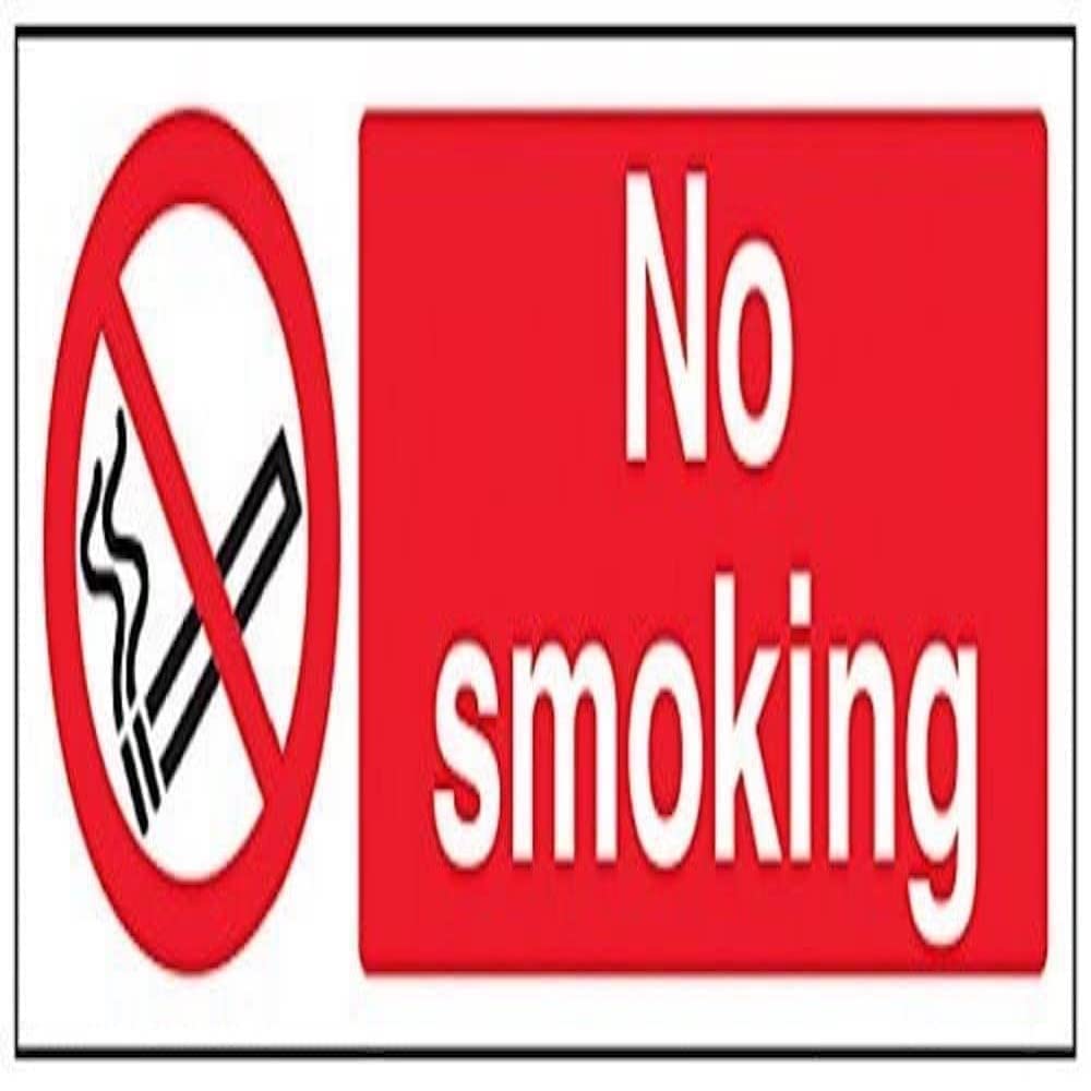 V Safety No Smoking Prohibition Sign - 300mm x 100mm - Self Adhesive Vinyl