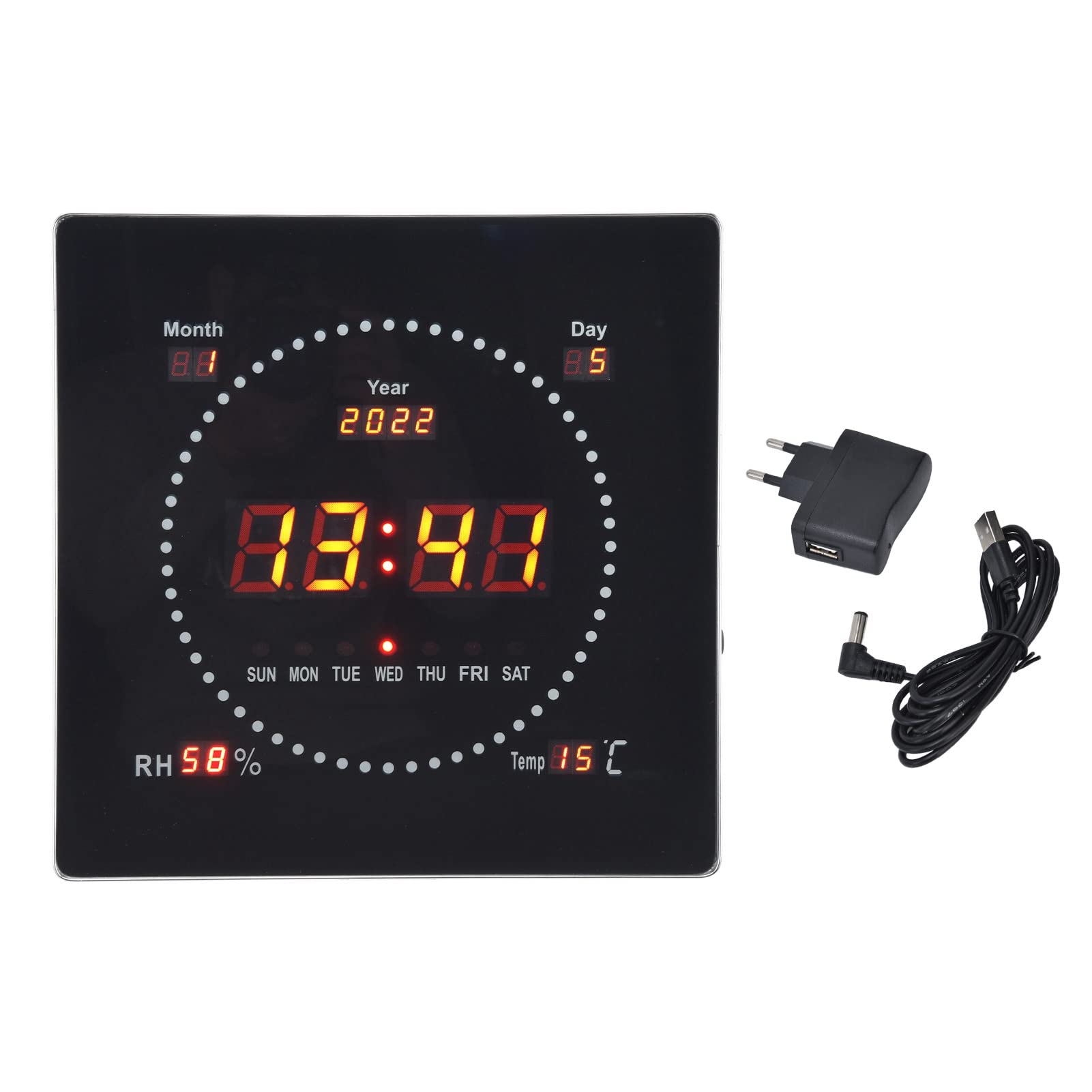 Topiky Große Digitale LED Wanduhr, Batteriebetriebene Digitale Tischuhr, Große Ziffern, Wöchentliche Temperatur, Kalenderwecker für das Büro Im Schlafzimmer von älteren Menschen