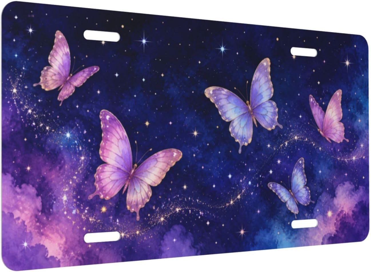 Front License Plate Cover 6x12 Aluminum Galaxy Butterfly image 3