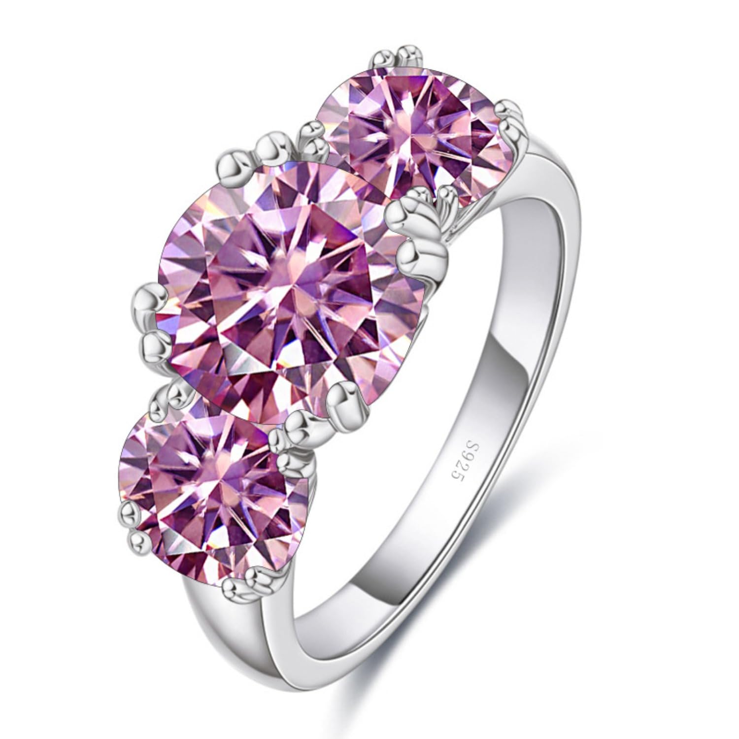 Bague en diamant moissanite rose 5 carats, une alliance d'exception en argent 925