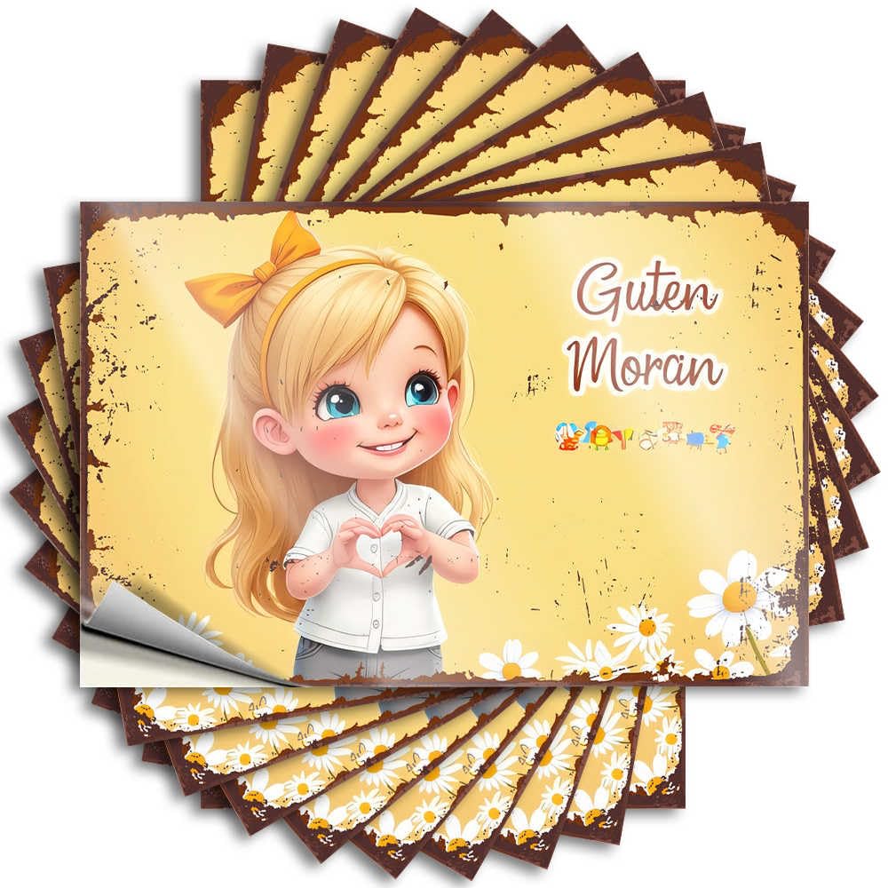 Happy Gutenmorgen with Heartfelt Smiles Cats Tattoos | Country Decorations for Home Waterproof Vinyl Cover Darts Removable Decal Peel Stick(12X18CM)