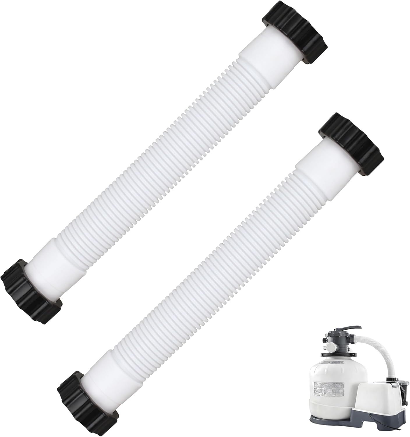 11388 Pool Sand Filter Pump Hose for Intex Sand Filter Pumps & Saltwater Systems, 14 Inch Above Ground Pool Interconnecting Hose for 26371CA, 26371EH, 28647EG Models (Set of 2)
