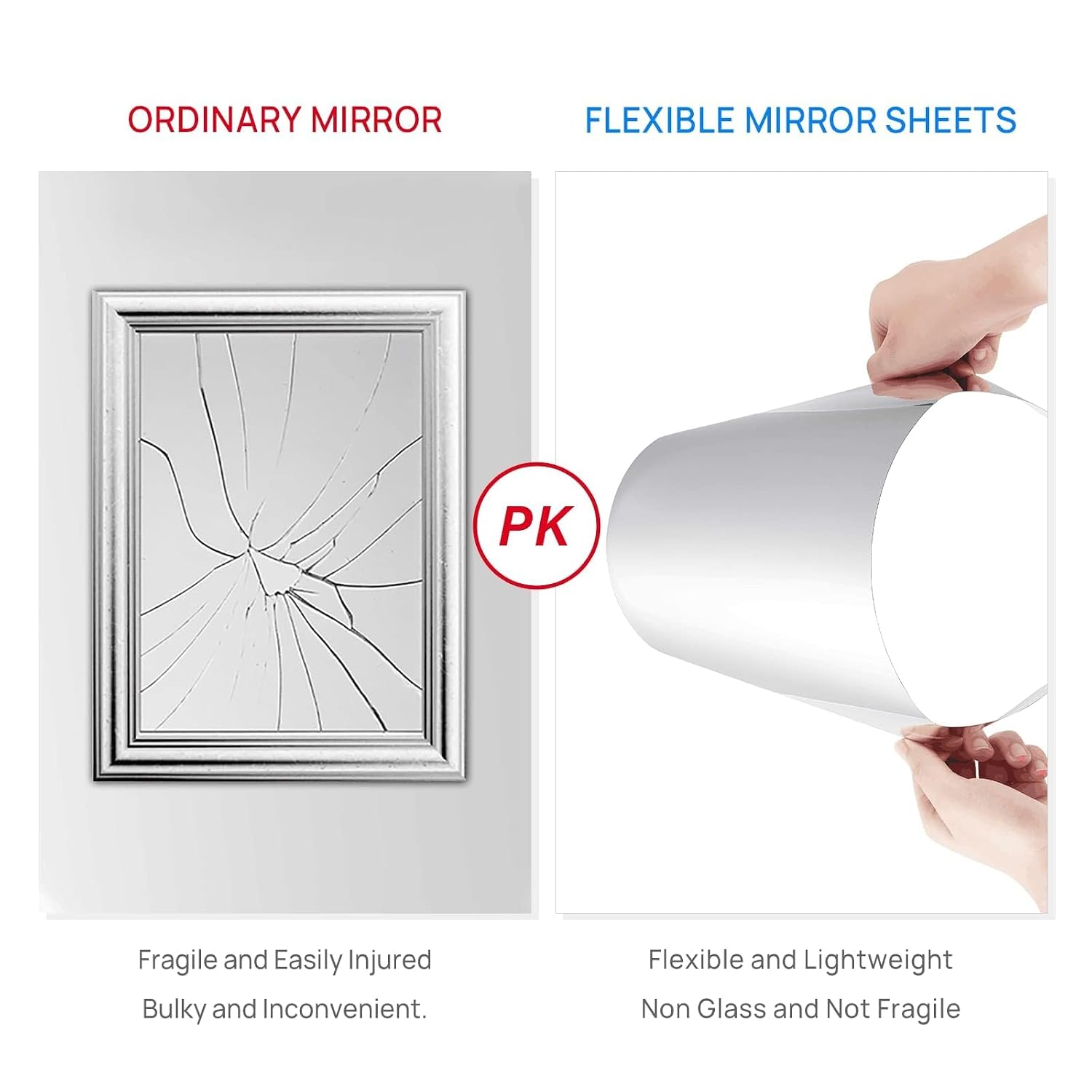 Decotalk 400"x12" Mirror Sheet Mirror Wall Sticker Self Adhesive Mirrors Film Peel and Stick Mirrors Sheet Flexible Wallpaper for Craft Non Glass Silver Contact Paper Reflective