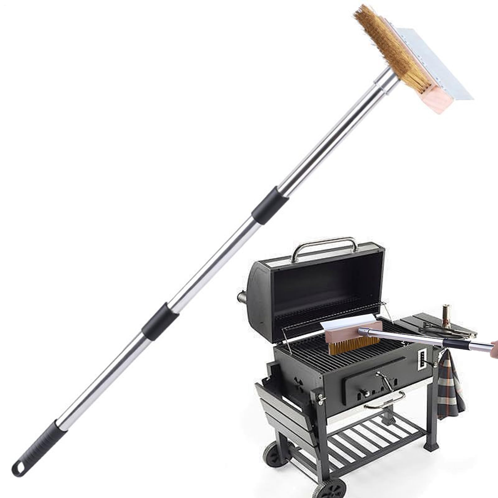 Pizzabürste für den Ofen - Grillbürste aus Aluminium mit langem Griff | Reinigungszubehör für Haus Küche Küchenutensilien Fritteuse Outdoor Familientreffen Freunde