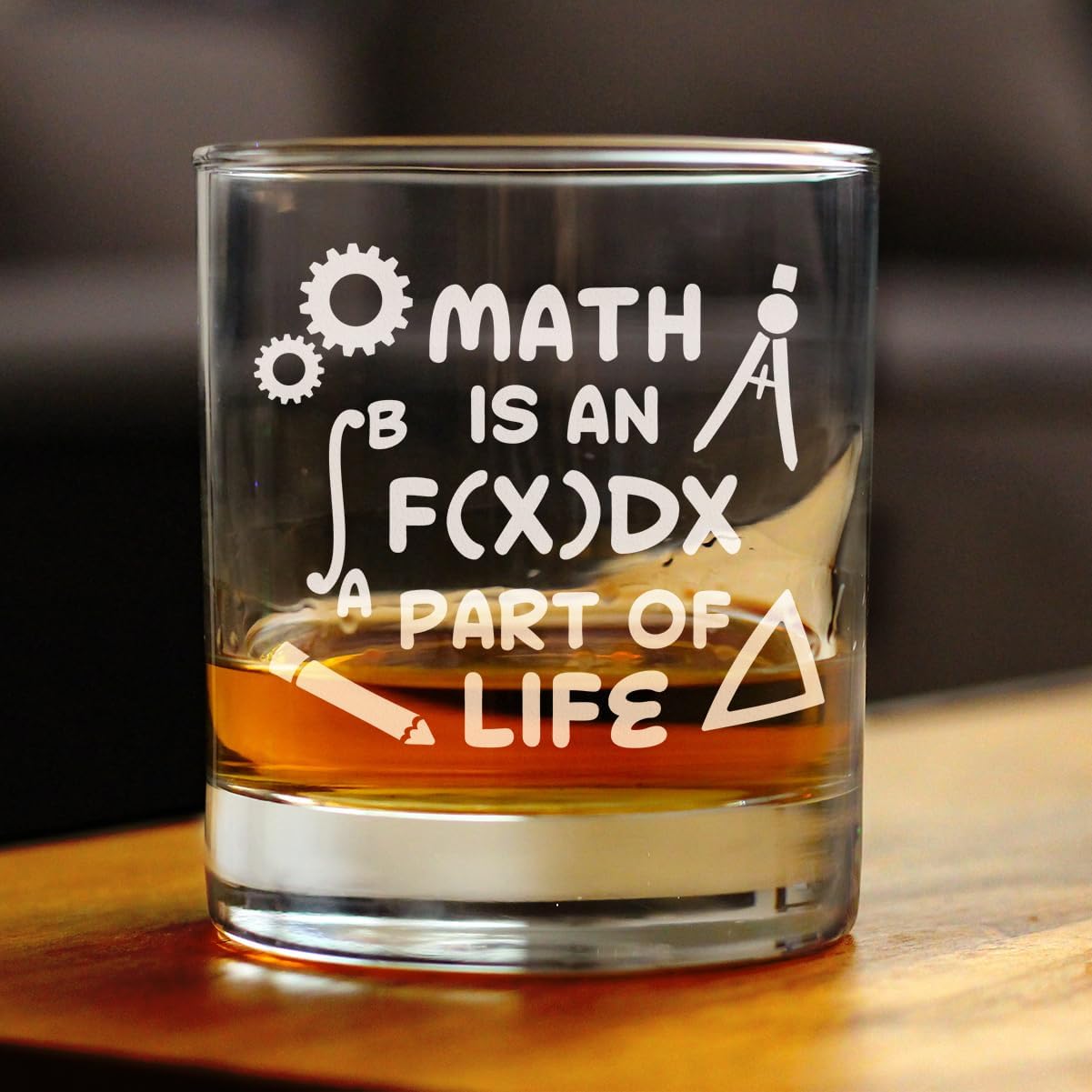 Custom Math is an Integral Part of Life – Personalized Whiskey Rocks Glass - Funny Math Nerd or Teacher Gifts for Women & Men - 10.25 Oz