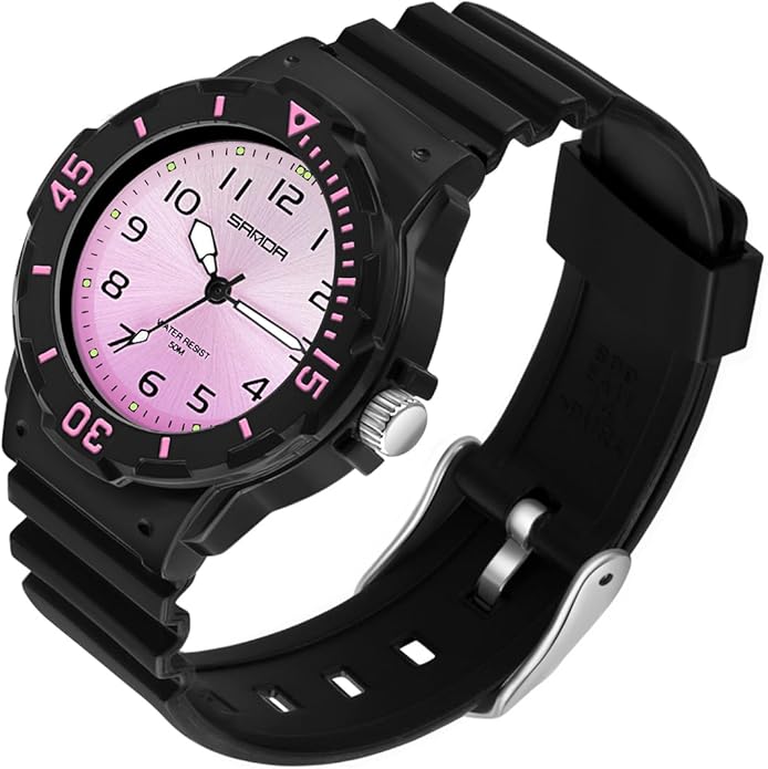 Women's Watch Outdoor Sport Waterproof Watches Nurse Minimalist Student Watches with Rotating Bezel Case Resin Band Watch