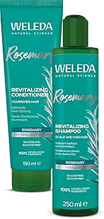 WELEDA Bio Rosmarin Shampoo & Conditioner Set – Naturkosmetik Haarpflege mit Hyaluronsäure, Jojobaöl, Arginin & Rosmarinöl – Haarseife & Spülung für Volumen & Glanz – ohne Silikone & Sulfate (vegan)
