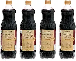 Kit 4 Garrafas Suco Integral Uva Bordô 1 litro