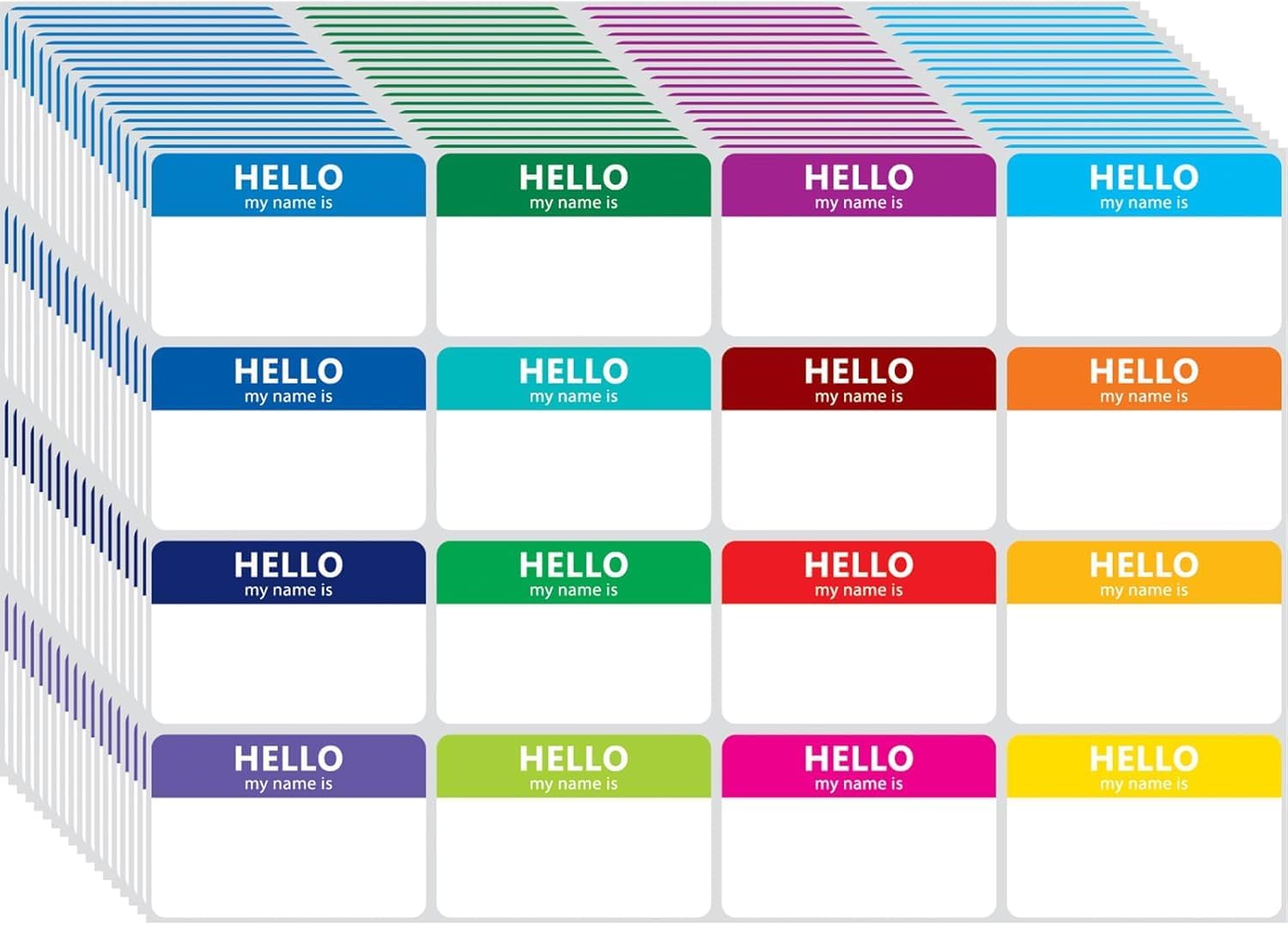 96 Pcs Name Tags Colorful Sticker-16 Colors (3"x2") Hello My Name is Peel & Stick Identification Badges for School, Office, Conferences & Family Parties.-image-14