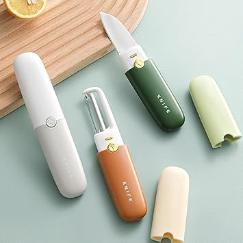 Pocket Knife, Kitchen Knifee Peeler Portable Knifee for Fruit 2 in 1 Knife and Peeler for Kitchen Travel Knifee with case Stainless Steel Bled Pack of 1 (2 in 1)