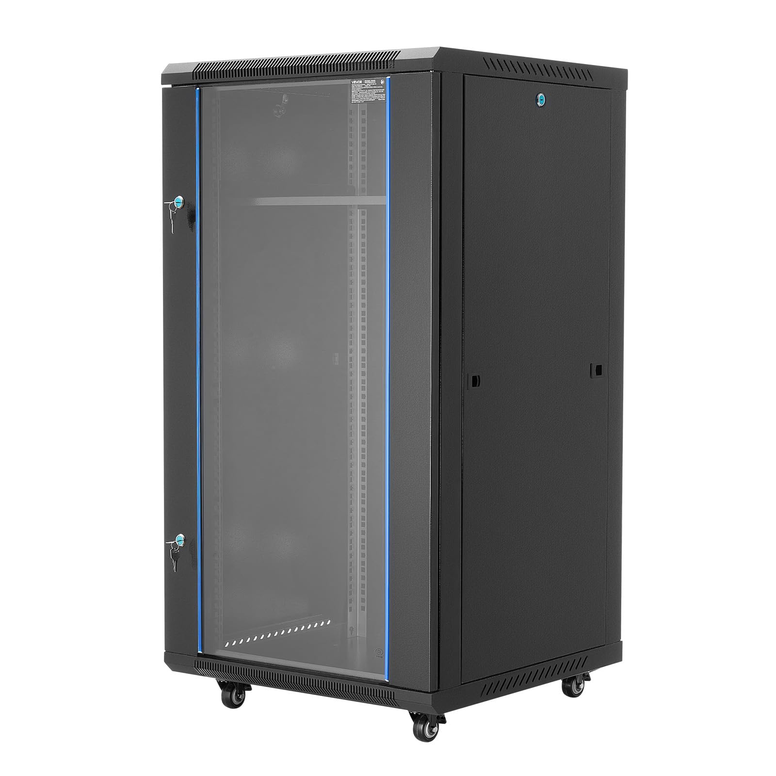 VEVOR Gabinete de Red de Pared de 22U, 600 mm de Profundidad, con Puerta de Vidrio Templado con Cerradura y Paneles Laterales, Carga de 136 kg para Equipos de IT y Dispositivos Audiovisuales