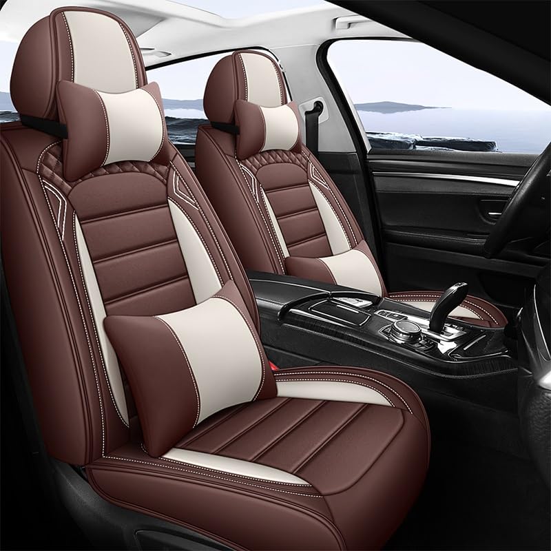 Housse de siège voiture cuir PU marron luxe habitacle haut de gamme clos