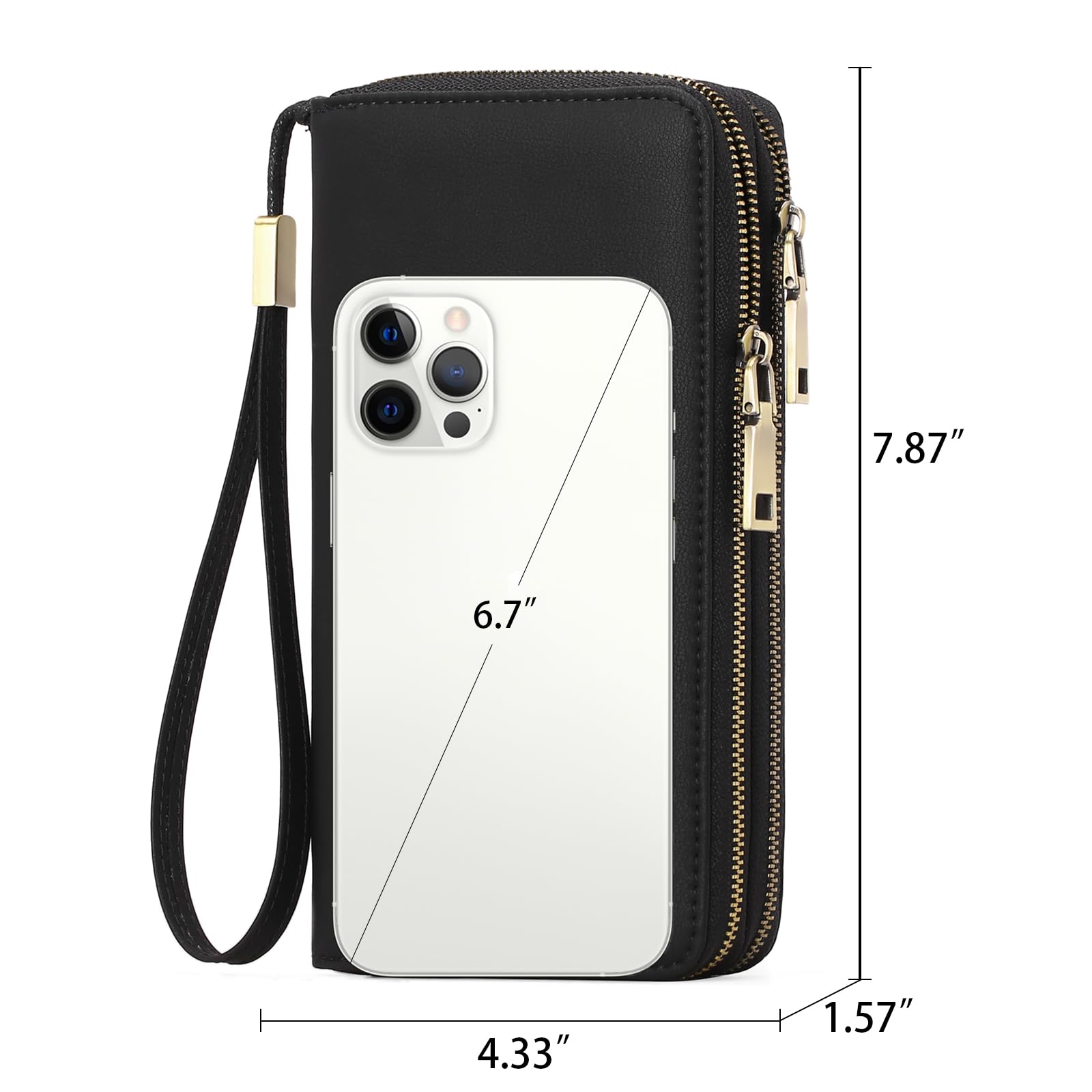 GAEKEAO Portefeuille Femme Grand, Porte Feuille Feminin Cuir Végétalien Double Fermeture à Glissière, RFID Porte chequier, avec Multiples Poches Portefeuilles et Porte-Cartes Idee Cadeau Femmes