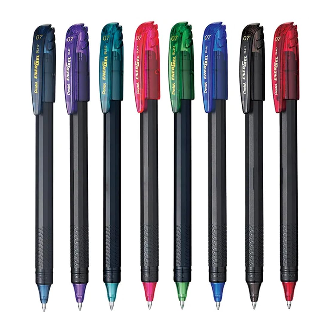 EnerGel 0.7mm Roller Gel Pen | Quick Dry Ink For Smudge-Free Writing | Lightweight Gel Pen For Smooth Writing Experience | Multicolor, Pack of 8 Pens (BL417)