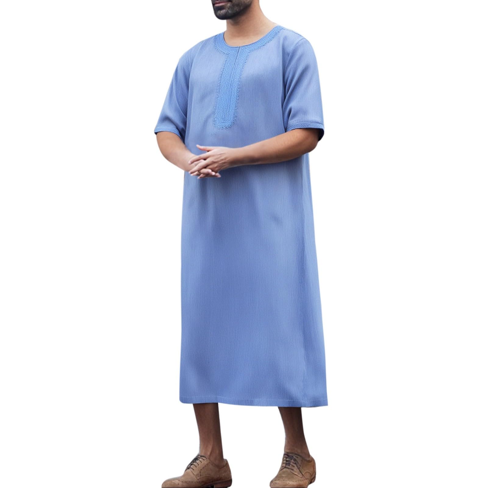 Albornoz de tiempo libre para hombre estilo túnica holgada con cuello de pico suave 8