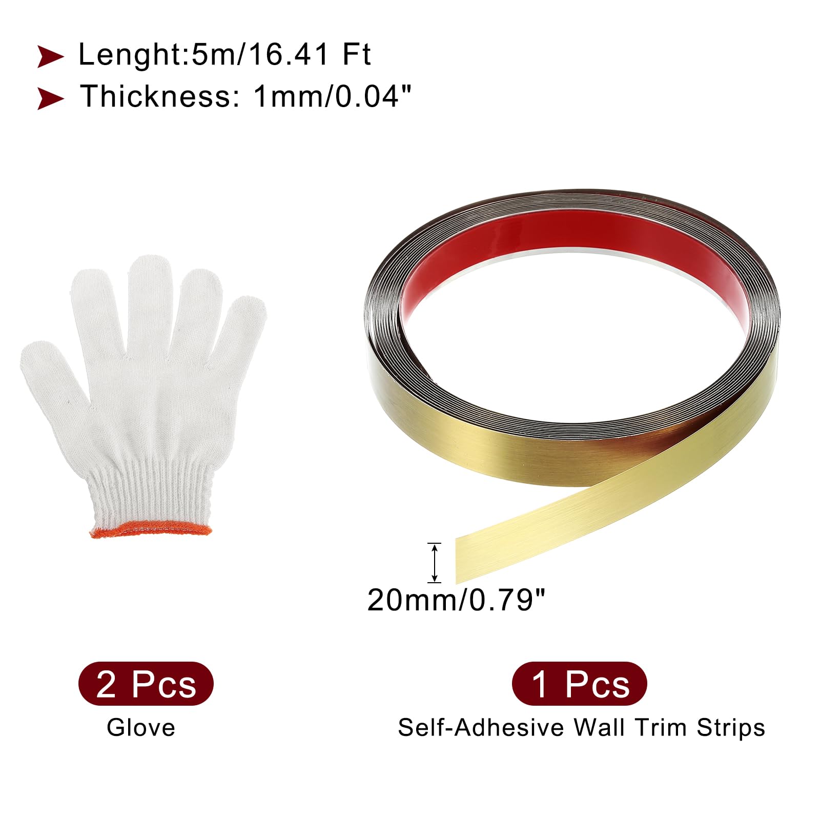 Sourcing Map 16.4ft X 1.57" Wall Trim Molding Trim, Peel And Stick Self Adhesive Stainless Steel Mirror Finish Metal Strip Trim For Wall Ceiling, Floor, Cabinet, Tile Edge, Black - View #13