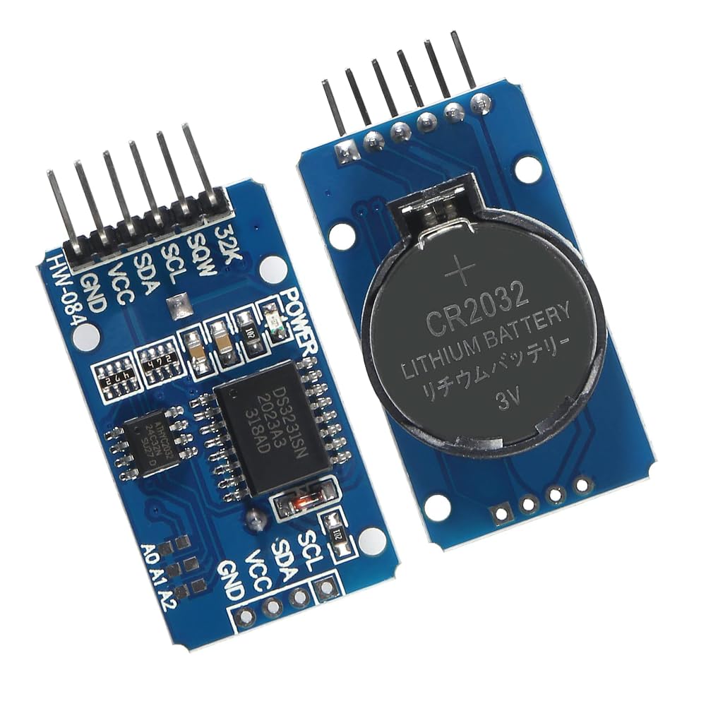 Hexonix DS3231 AT24C32 I2C Precision Real-Time Clock Module with 32KB EEPROM Memory and CR2032 Coin Cell Battery for Accurate Timekeeping and Data Logging