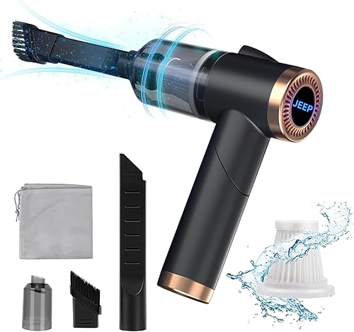 KIKIMO Aspiradora de automóvil para Jeep, mini aspiradora plegable e inalámbrica con luz LED, accesorios para automóvil, 9000 Pa12 V, aspiradora de