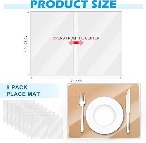 Miniatura 2 de 8 manteles individuales transparentes de 13  x 20 pulgadas, protector de plástico transparente para cocina, mesa de comedor, manteles individuales,