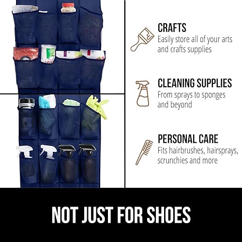 Miniatura 7 de Gorilla Grip Organizador de zapatos grande de malla antideslizante transpirable que ahorra espacio con 24 bolsillos, hasta 40 libras, sobre la