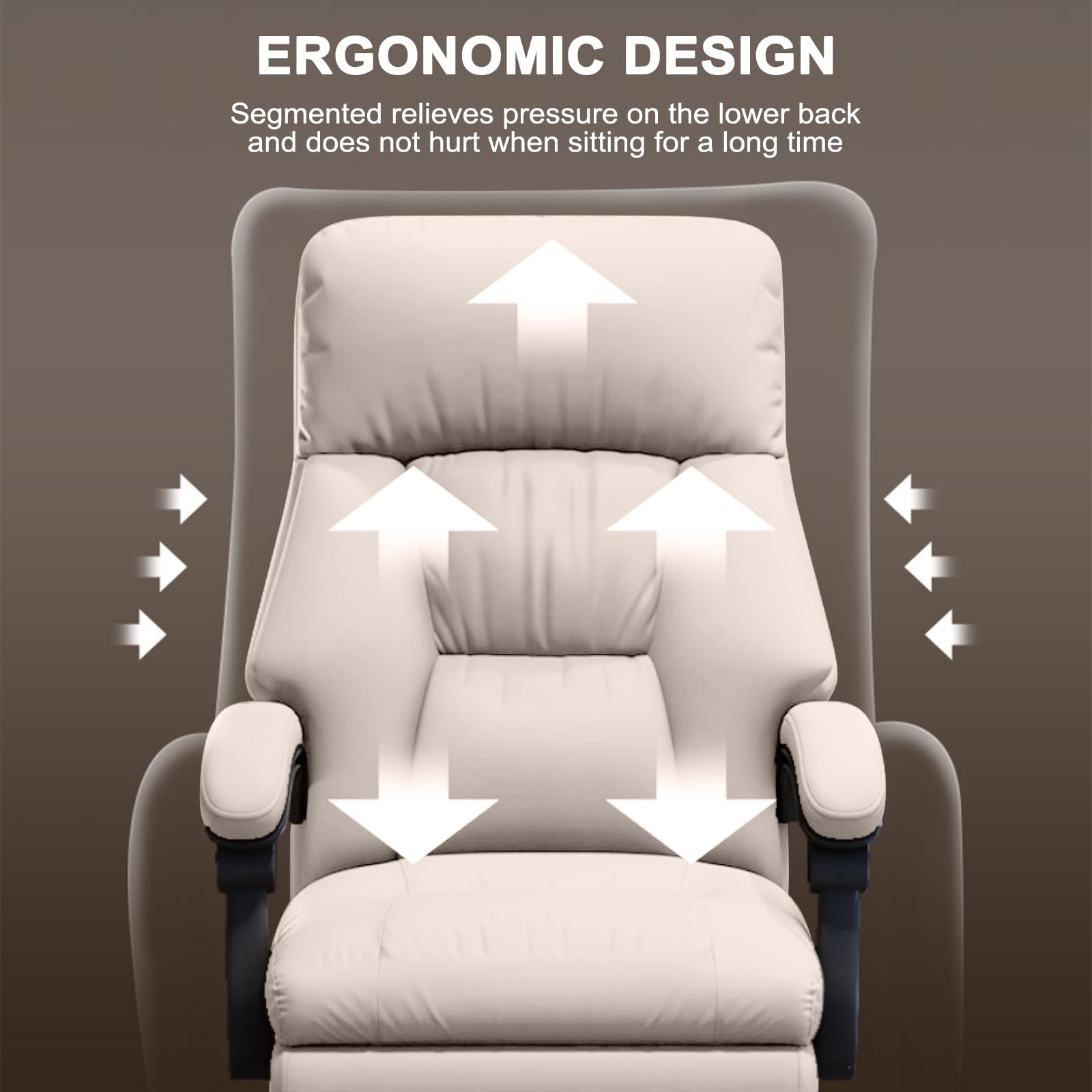 Office Chair with Leg Rest Executive Desk Chairs with Wheels High Back Computer Gaming Chairs Adjustable Reclining Ergonomic — view 3