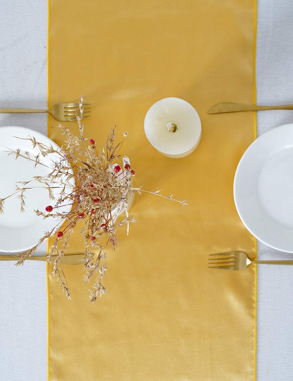 Gold Table Runners Set of 5 Satin Silky Table Runner 12 x 108 inch for Wedding Reception Party Ceremony Birthday Banquet Decorations : Home & Kitchen