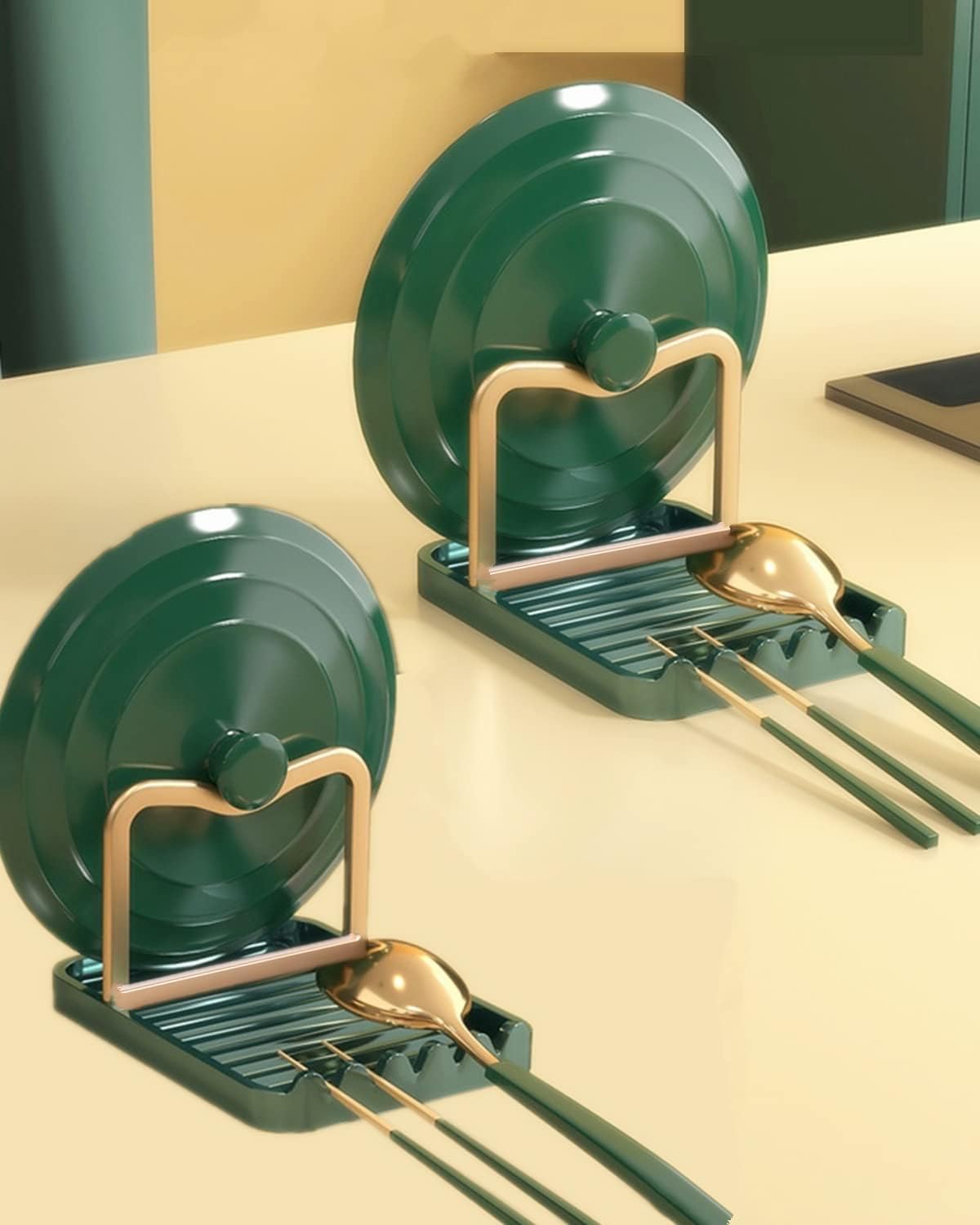 Spoon and Lid Holder, 2 Pcs Spoon Holder for Kitchen