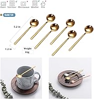 Vista 3 de Sweejar - 6 cucharas de café doradas, cucharas de café de acero inoxidable 18/8, mini cuchara de té Vogue de 5.2 pulgadas, cuchara pequeña agitadora