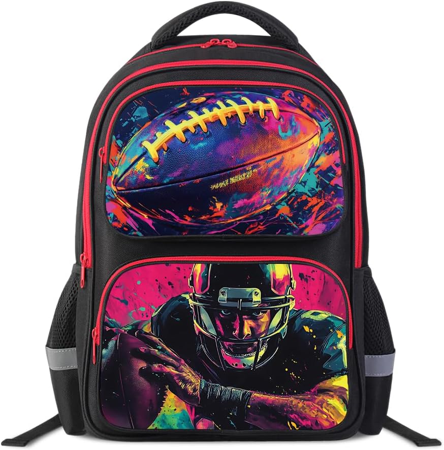 Neramty School Backpack for Boys, Football Backpack for Kid Backpack Suitable for 6-18 Kid, for Children Teens Elementary Middle School Bookbag Travel Back.