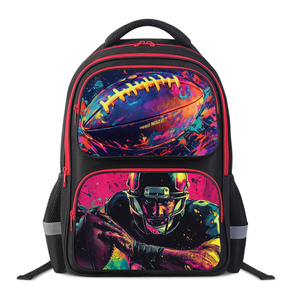 Neramty School Backpack for Boys, Football Backpack for Kid Backpack Suitable for 6-18 Kid, for Children Teens Elementary Middle School Bookbag Travel