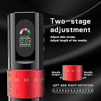 YILONG F8 Tattoo Pen Machine with 2 Changable Power Supply, Rotary Tattoo Gun for Lining, Shading, Coloring, 7 Strokes Lehgth, Coreless Motor,Professional for Tattoo Artists(red)
