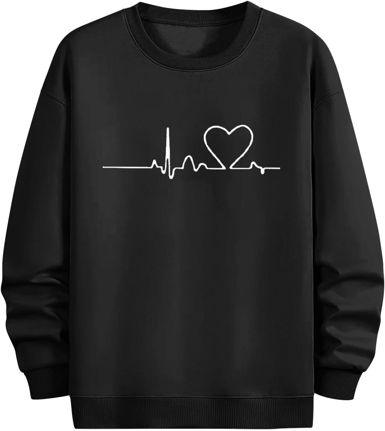 Zeiyignr Heartbeat Sweatshirts for Men Valentines Day Love Heart Graphic Sweatshirt Casual Long Sleeve Crewneck Pullover Tops - Image 5